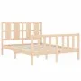Double bed frame with solid wood headboard by vidaXL, Beds and slatted bases - Ref: Foro24-3192201, Price: 119,40 €, Discount: %