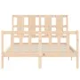 Double bed frame with solid wood headboard by vidaXL, Beds and slatted bases - Ref: Foro24-3192201, Price: 119,40 €, Discount: %