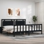 Bed frame with black solid wood headboard 200x200 cm by vidaXL, Beds and slatted bases - Ref: Foro24-3192190, Price: 220,32 €...