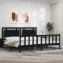 Bed frame with black solid wood headboard 200x200 cm by vidaXL, Beds and slatted bases - Ref: Foro24-3192190, Price: 217,62 €...