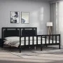 Bed frame with black solid wood headboard 200x200 cm by vidaXL, Beds and slatted bases - Ref: Foro24-3192190, Price: 217,62 €...