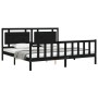 Bed frame with black solid wood headboard 200x200 cm by vidaXL, Beds and slatted bases - Ref: Foro24-3192190, Price: 220,32 €...