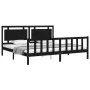 Bed frame with black solid wood headboard 200x200 cm by vidaXL, Beds and slatted bases - Ref: Foro24-3192190, Price: 217,62 €...