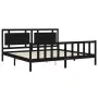 Bed frame with black solid wood headboard 200x200 cm by vidaXL, Beds and slatted bases - Ref: Foro24-3192190, Price: 217,62 €...