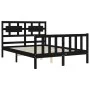 Bed frame with black solid wood headboard 140x190 cm by vidaXL, Beds and slatted bases - Ref: Foro24-3192540, Price: 178,04 €...