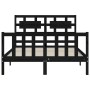 Bed frame with black solid wood headboard 140x190 cm by vidaXL, Beds and slatted bases - Ref: Foro24-3192540, Price: 180,25 €...