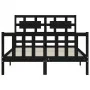 Bed frame with black solid wood headboard 140x190 cm by vidaXL, Beds and slatted bases - Ref: Foro24-3192540, Price: 178,04 €...