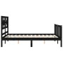 Bed frame with black solid wood headboard 140x190 cm by vidaXL, Beds and slatted bases - Ref: Foro24-3192540, Price: 180,25 €...