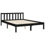 Bed frame with black solid wood headboard 140x190 cm by vidaXL, Beds and slatted bases - Ref: Foro24-3192540, Price: 180,25 €...