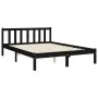 Bed frame with black solid wood headboard 140x190 cm by vidaXL, Beds and slatted bases - Ref: Foro24-3192540, Price: 178,04 €...