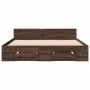 Cama con cajones madera de ingeniería marrón roble 150x200 cm