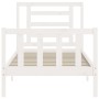 Weißer Massivholzbettrahmen mit Kopfteil 90x200 cm von vidaXL, Betten und Lattenroste - Ref: Foro24-3192867, Preis: 95,89 €, ...