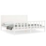 White solid wood bed frame with headboard 200x200 cm by vidaXL, Beds and slatted bases - Ref: Foro24-3192772, Price: 211,29 €...