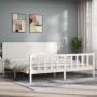 Weißer Massivholzbettrahmen mit Kopfteil 200x200 cm von vidaXL, Betten und Lattenroste - Ref: Foro24-3192772, Preis: 211,29 €...