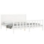 White solid wood bed frame with headboard 200x200 cm by vidaXL, Beds and slatted bases - Ref: Foro24-3192772, Price: 211,29 €...