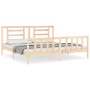 Bed frame with solid wood headboard 200x200 cm by vidaXL, Beds and slatted bases - Ref: Foro24-3192901, Price: 144,43 €, Disc...