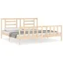 Bed frame with solid wood headboard 200x200 cm by vidaXL, Beds and slatted bases - Ref: Foro24-3192901, Price: 142,73 €, Disc...