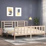 Bed frame with solid wood headboard 200x200 cm by vidaXL, Beds and slatted bases - Ref: Foro24-3192901, Price: 142,73 €, Disc...