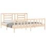 Bed frame with solid wood headboard 200x200 cm by vidaXL, Beds and slatted bases - Ref: Foro24-3192901, Price: 144,43 €, Disc...
