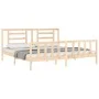 Bed frame with solid wood headboard 200x200 cm by vidaXL, Beds and slatted bases - Ref: Foro24-3192901, Price: 142,73 €, Disc...