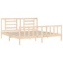 Bed frame with solid wood headboard 200x200 cm by vidaXL, Beds and slatted bases - Ref: Foro24-3192901, Price: 144,43 €, Disc...