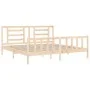 Bed frame with solid wood headboard 200x200 cm by vidaXL, Beds and slatted bases - Ref: Foro24-3192901, Price: 142,73 €, Disc...