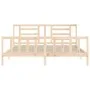 Bed frame with solid wood headboard 200x200 cm by vidaXL, Beds and slatted bases - Ref: Foro24-3192901, Price: 142,73 €, Disc...
