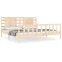 Bed frame with solid wood headboard 200x200 cm by vidaXL, Beds and slatted bases - Ref: Foro24-3192836, Price: 156,43 €, Disc...