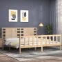 Bed frame with solid wood headboard 200x200 cm by vidaXL, Beds and slatted bases - Ref: Foro24-3192836, Price: 156,43 €, Disc...