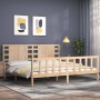 Estructura de cama con cabecero madera maciza 200x200 cm de vidaXL, Camas y somieres - Ref: Foro24-3192836, Precio: 158,27 €,...