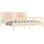 Bed frame with solid wood headboard 200x200 cm by vidaXL, Beds and slatted bases - Ref: Foro24-3192836, Price: 156,43 €, Disc...