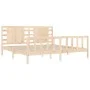 Bed frame with solid wood headboard 200x200 cm by vidaXL, Beds and slatted bases - Ref: Foro24-3192836, Price: 156,43 €, Disc...