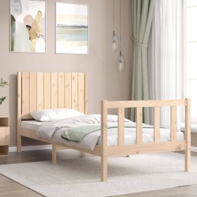 Estructura de cama con cabecero madera maciza