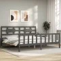 Grauer Massivholzbettrahmen mit Kopfteil 200x200 cm von vidaXL, Betten und Lattenroste - Ref: Foro24-3192578, Preis: 172,59 €...