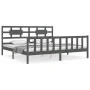 Grauer Massivholzbettrahmen mit Kopfteil 200x200 cm von vidaXL, Betten und Lattenroste - Ref: Foro24-3192578, Preis: 172,59 €...