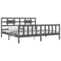 Grauer Massivholzbettrahmen mit Kopfteil 200x200 cm von vidaXL, Betten und Lattenroste - Ref: Foro24-3192578, Preis: 172,59 €...