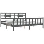 Gray solid wood bed frame with headboard 200x200 cm by vidaXL, Beds and slatted bases - Ref: Foro24-3192578, Price: 174,80 €,...