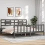 Grauer Massivholzbettrahmen mit Kopfteil 200x200 cm von vidaXL, Betten und Lattenroste - Ref: Foro24-3192578, Preis: 172,59 €...
