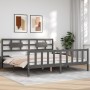 Gray solid wood bed frame with headboard 200x200 cm by vidaXL, Beds and slatted bases - Ref: Foro24-3192578, Price: 174,80 €,...