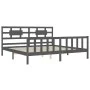Grauer Massivholzbettrahmen mit Kopfteil 200x200 cm von vidaXL, Betten und Lattenroste - Ref: Foro24-3192578, Preis: 172,59 €...