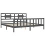 Gray solid wood bed frame with headboard 200x200 cm by vidaXL, Beds and slatted bases - Ref: Foro24-3192578, Price: 174,80 €,...