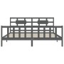 Gray solid wood bed frame with headboard 200x200 cm by vidaXL, Beds and slatted bases - Ref: Foro24-3192578, Price: 174,80 €,...