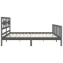 Gray solid wood bed frame with headboard 200x200 cm by vidaXL, Beds and slatted bases - Ref: Foro24-3192578, Price: 174,80 €,...