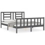 Double bed frame with gray solid wood headboard by vidaXL, Beds and slatted bases - Ref: Foro24-3192888, Price: 151,10 €, Dis...