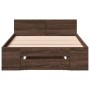Cama con cajón madera de ingeniería marrón roble 100x200 cm