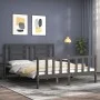 Double bed frame with gray solid wood headboard by vidaXL, Beds and slatted bases - Ref: Foro24-3192888, Price: 157,75 €, Dis...