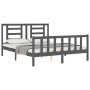 Double bed frame with gray solid wood headboard by vidaXL, Beds and slatted bases - Ref: Foro24-3192888, Price: 151,10 €, Dis...