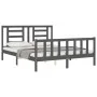 Double bed frame with gray solid wood headboard by vidaXL, Beds and slatted bases - Ref: Foro24-3192888, Price: 157,75 €, Dis...