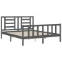 Double bed frame with gray solid wood headboard by vidaXL, Beds and slatted bases - Ref: Foro24-3192888, Price: 151,10 €, Dis...
