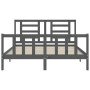 Double bed frame with gray solid wood headboard by vidaXL, Beds and slatted bases - Ref: Foro24-3192888, Price: 151,10 €, Dis...